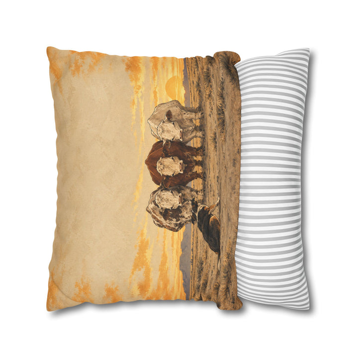 The Ranch Hand – Western Decor with a Dog Herding Stubborn Cows – Pillow / Cover