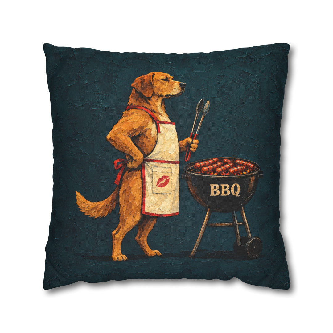 Grill Sergeant – Designer Wall Art with an Apron and a Guarded BBQ – Pillow / Cover