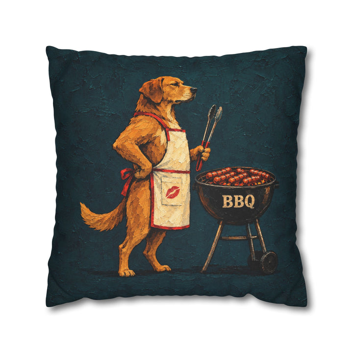 Grill Sergeant – Designer Wall Art with an Apron and a Guarded BBQ – Pillow / Cover