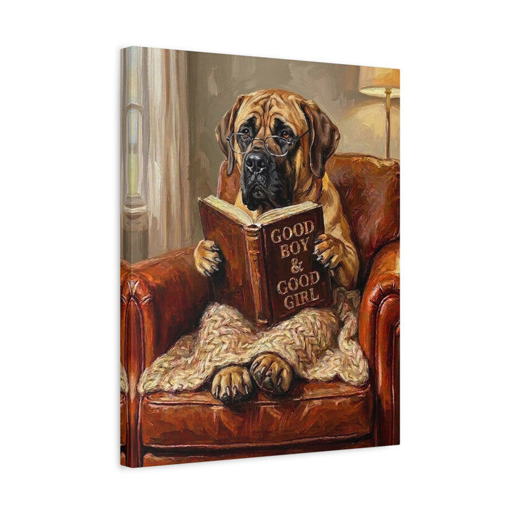 "Evening Read" - Mastiff Vertical Canvas - Dog Lover Wall Art