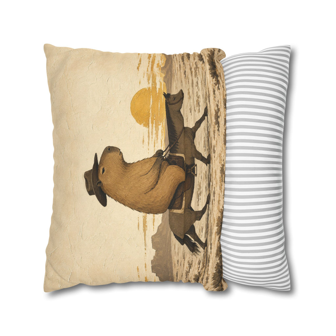 Yeehaw Capybara – Western Decor with a Calm Rider in a Cowboy Hat – Pillow / Cover