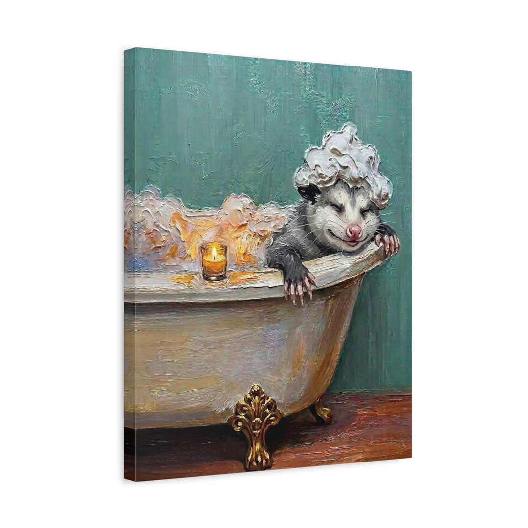 "Bubble Time" - Opossum Vertical Canvas - Spirit Animal Wall Art