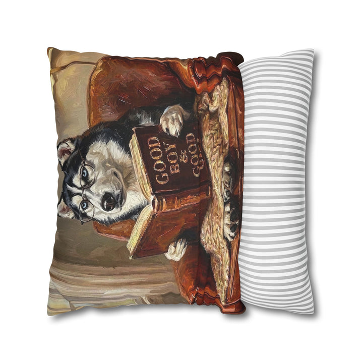 "Evening Read" - Husky Throw Pillow - Dog Lover Home Decor