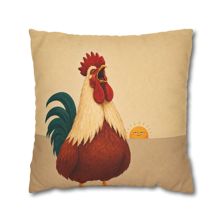 The Morning Announcement – Rooster Art with a Full Theatrical Dawn Crow – Pillow / Cover