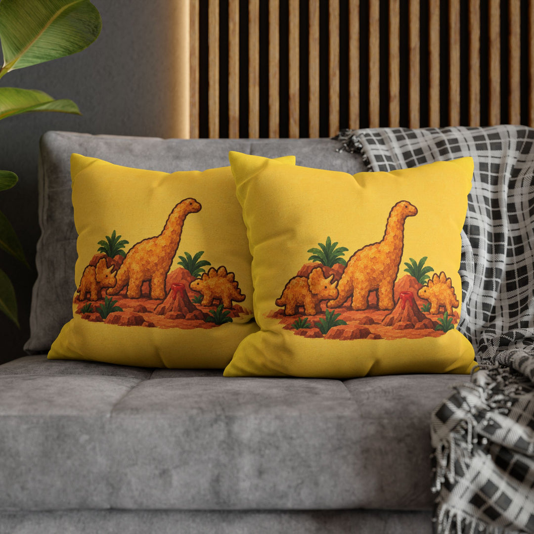 Dino Nuggets: A Still Life – Funny Kitchen Art with a Museum Diorama of Snacks – Pillow / Cover