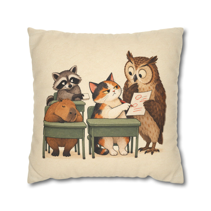 Classroom Zoo – Classroom Wall Art with a Raccoon Passing Notes – Pillow / Cover