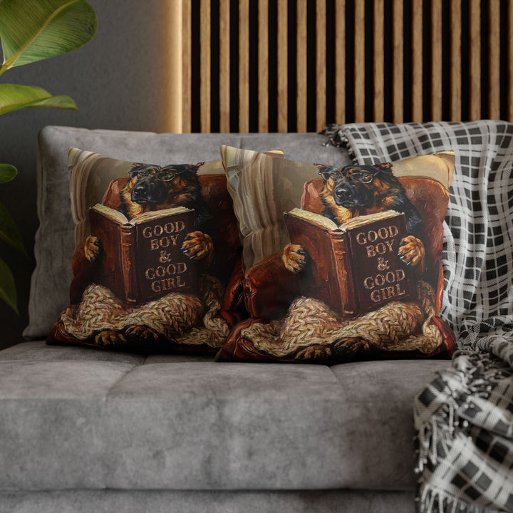 "Evening Read" - German Shepherd Throw Pillow - Dog Lover Home Decor