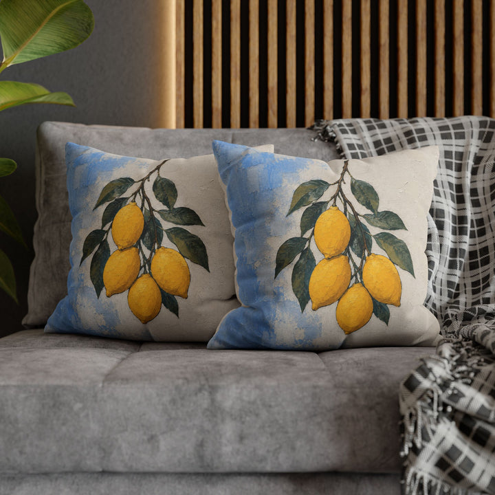Lemon Grove Morning – Lemon Wall Art with Heavy Branches on Whitewash – Pillow / Cover