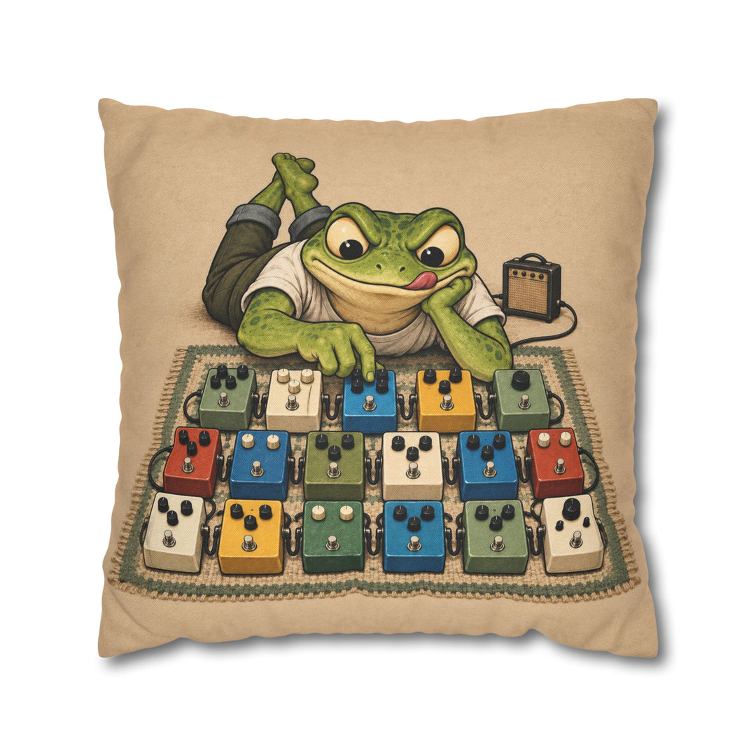 The Tone Chaser – Guitar Wall Art with a Frog and Seventeen Pedals – Pillow / Cover