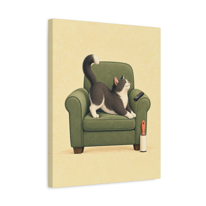 Cat Dad Club – Cat Dad Art with a Reserved Armchair and a Remote – Canvas / Framed Canvas