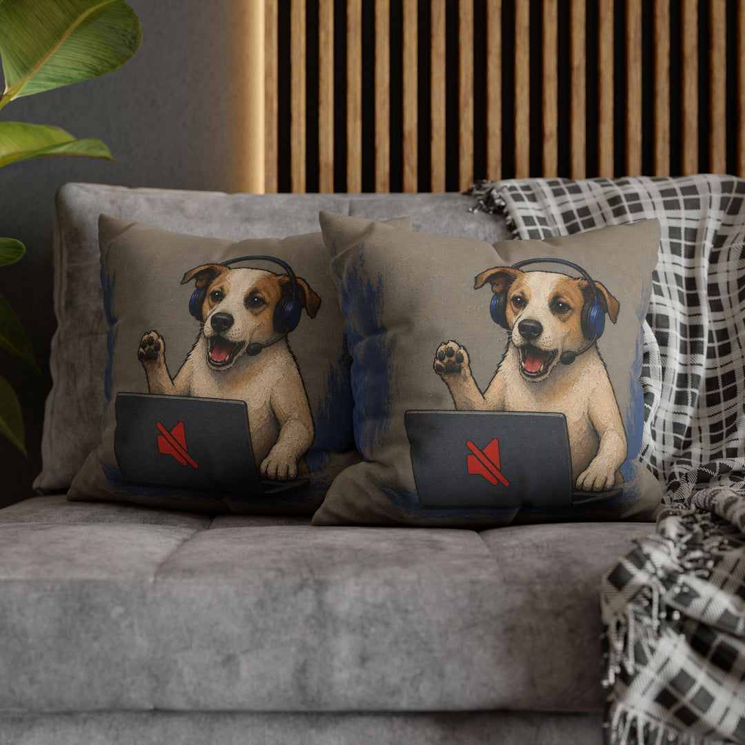 On Mute – Funny Office Decor with a Headset and a Red Icon – Pillow / Cover