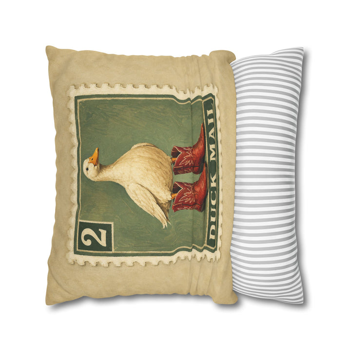 First Class Delivery – Duck Art with an Oversized Painted Stamp – Pillow / Cover