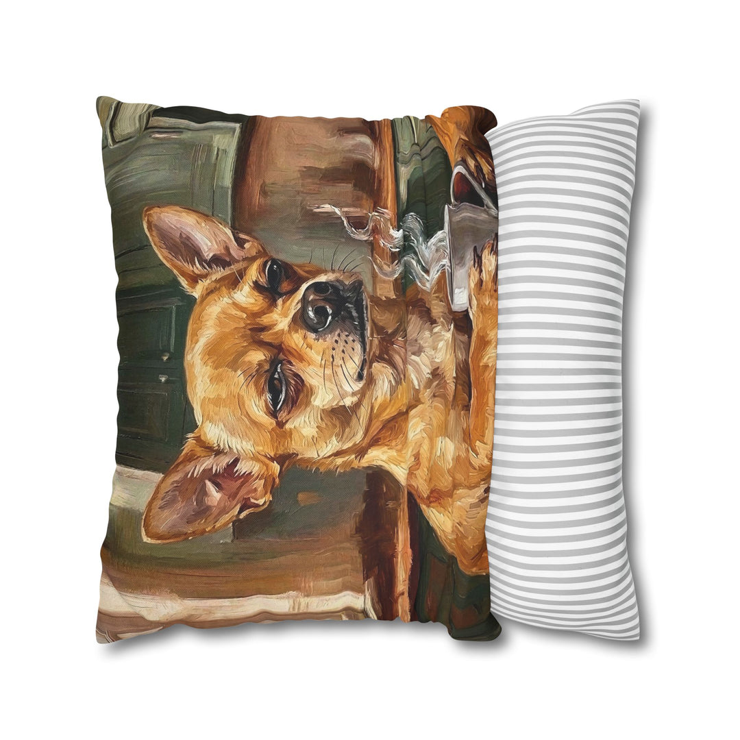 "Before Coffee" - Chihuahua Pillow Cover - Dog Lover Wall Art Home Decor