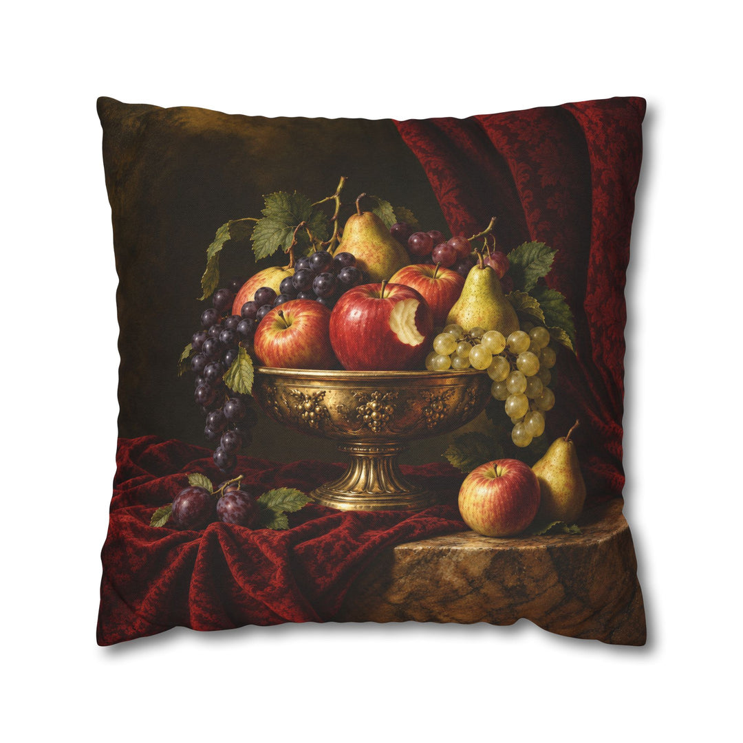 Still Life With One Bite Missing – Kitchen Wall Art with a Renaissance Fruit Scene – Pillow / Cover