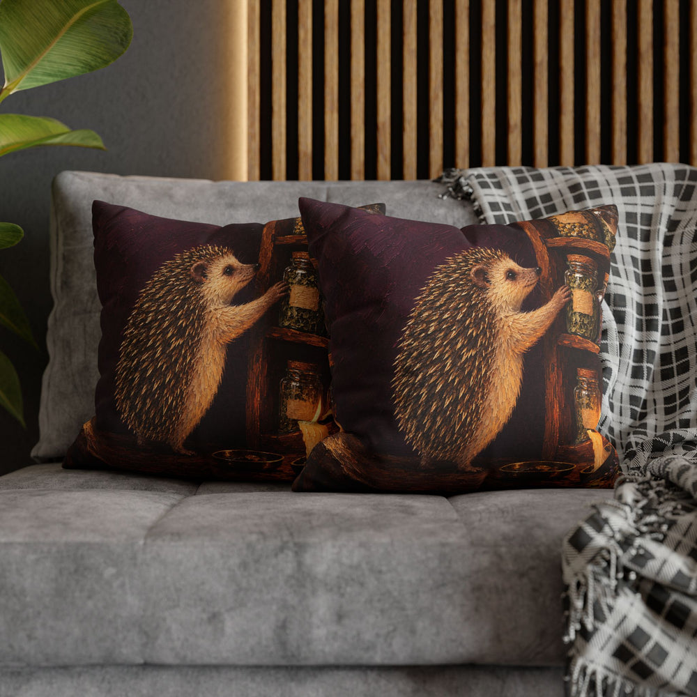 Herbal Apothecary – Witchy Wall Decor with a Hedgehog and Herb Jars – Pillow / Cover