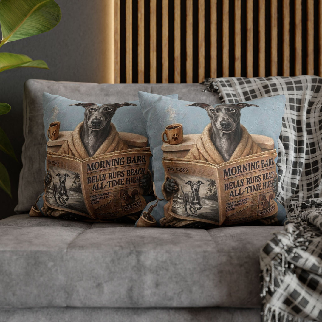 "Morning Business" - Italian Greyhound Pillow Cover - Dog Lover Home Decor