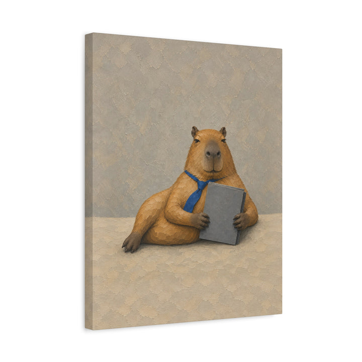 Middle Management – Office Decor with a Capybara and a Synergy Folder – Canvas / Framed Canvas