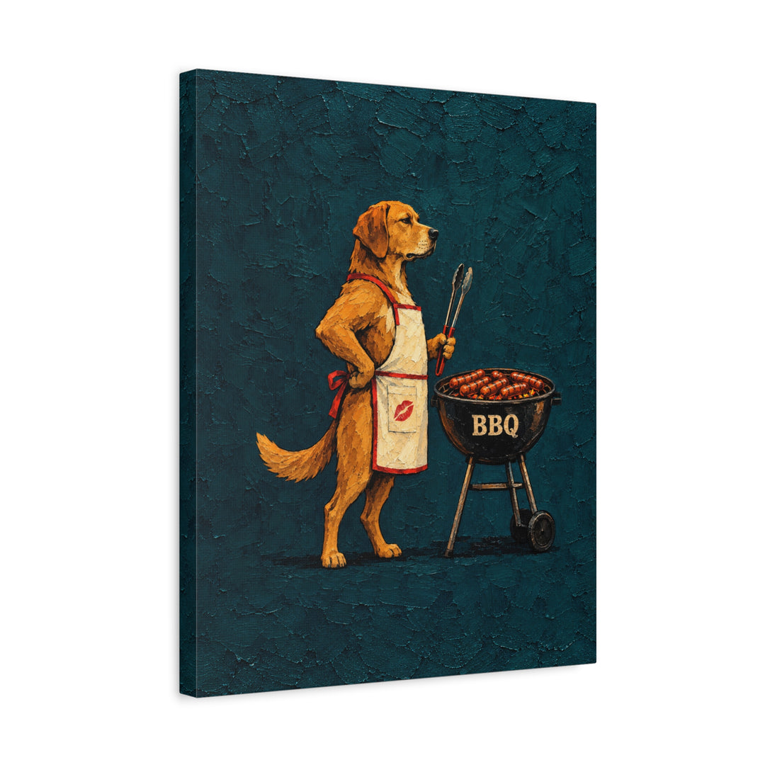 Grill Sergeant – Designer Wall Art with an Apron and a Guarded BBQ – Canvas / Framed Canvas