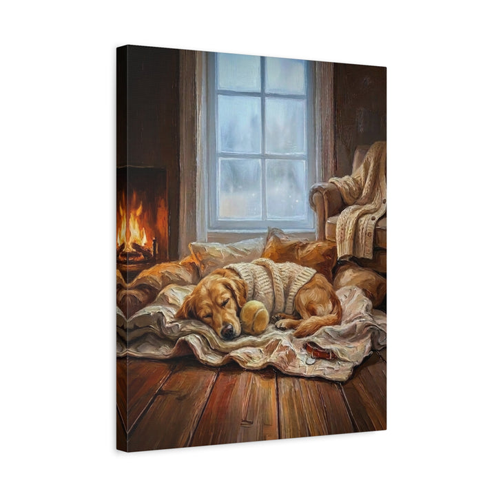 "Calm Memories" - Golden Retriever Vertical Canvas - Dog Lover Wall Art