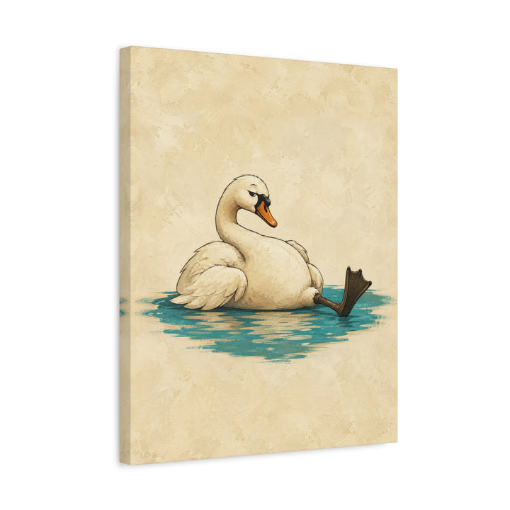 Swan Lake, Off Duty – Swan Art with a Glorious Slouch and One Leg Out – Canvas / Framed Canvas