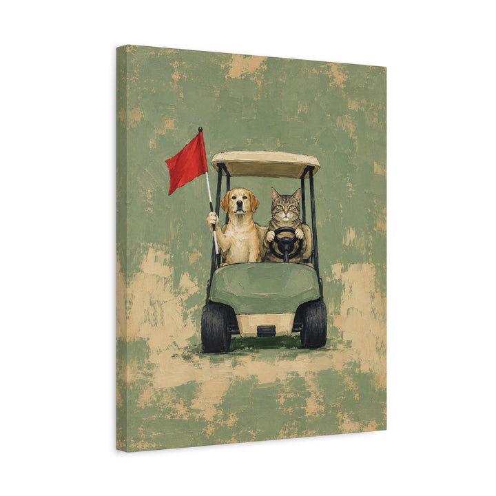 Par-tners – Golf Wall Art with a Cart Driver and a Flag Holder – Canvas / Framed Canvas