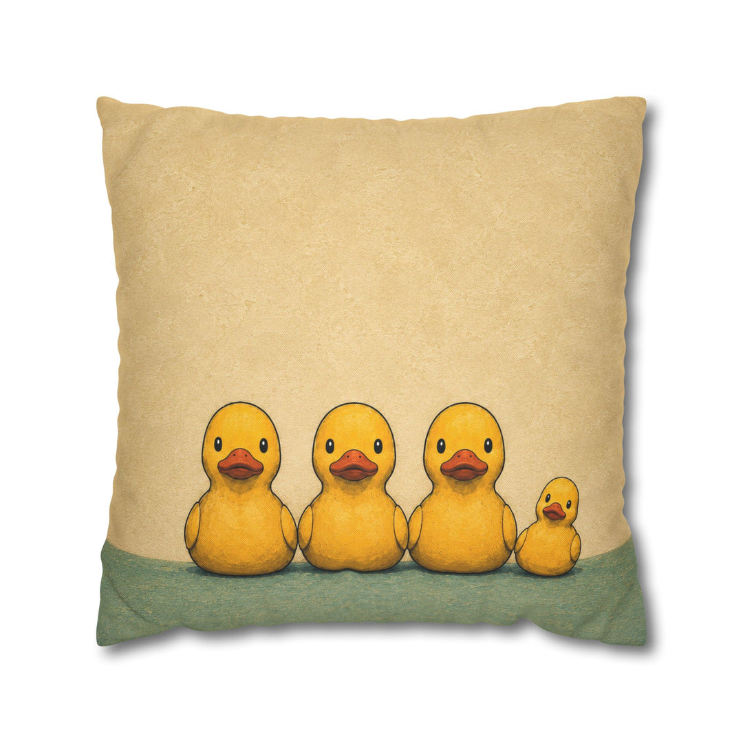 Rubber Duck Family Portrait – Funny Bathroom Wall Art with a Victorian Bath Toy Photo – Pillow / Cover