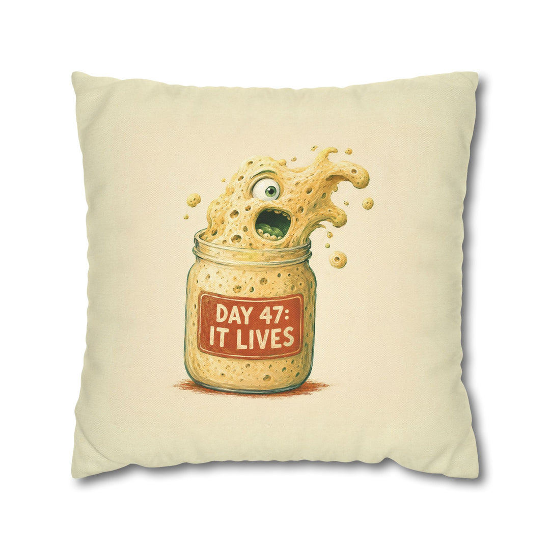 The Sourdough Diaries – Kitchen Wall Art with a Bubbling Starter in a Jar – Pillow / Cover