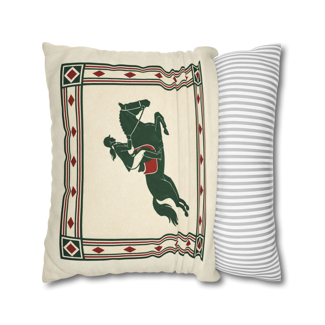 The Steeplechase – Equestrian Decor with an Elegant Silhouette Mid Jump – Pillow / Cover