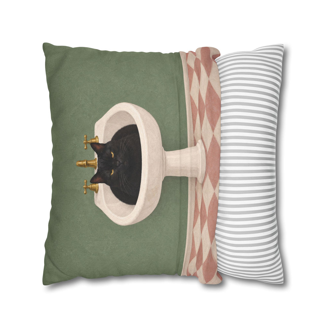 Sink Loaf – Funny Cat Art with a Porcelain Basin Nap – Pillow / Cover