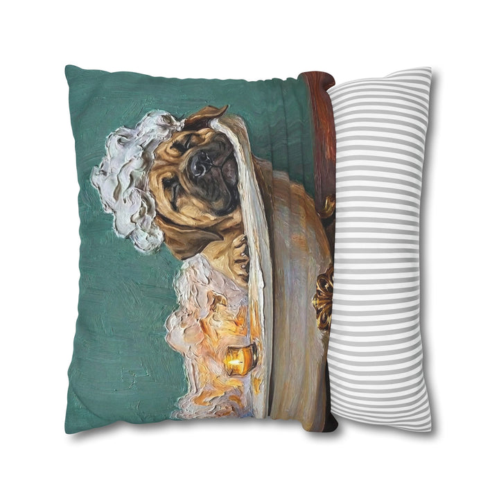 "Spa Day" - Mastiff Throw Pillow - Dog Lover Wall Art Home Decor