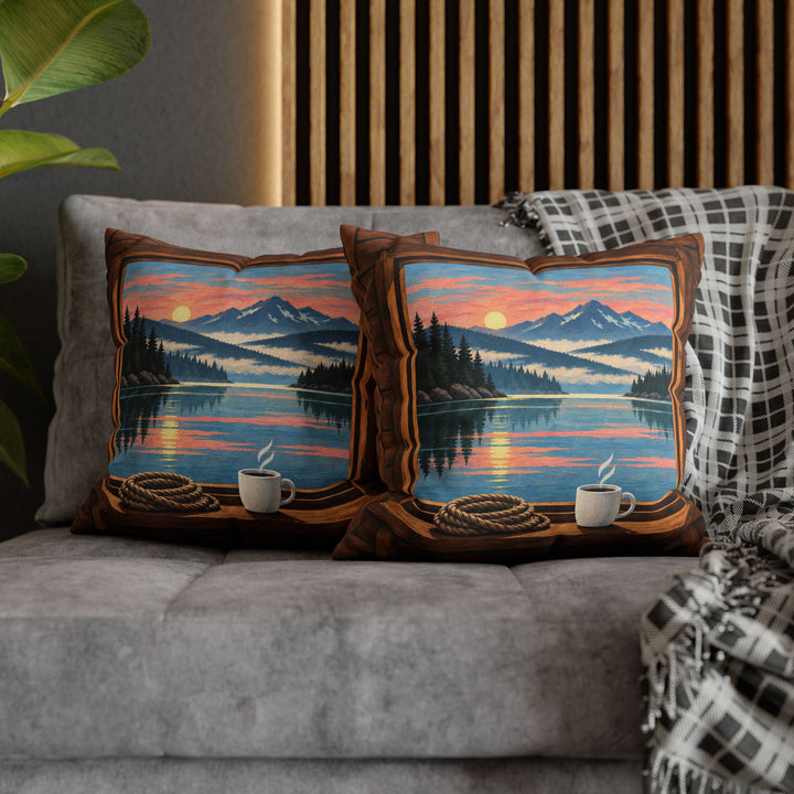 Lake Morning – Lake House Decor with an Open Portal Onto Still Water – Pillow / Cover