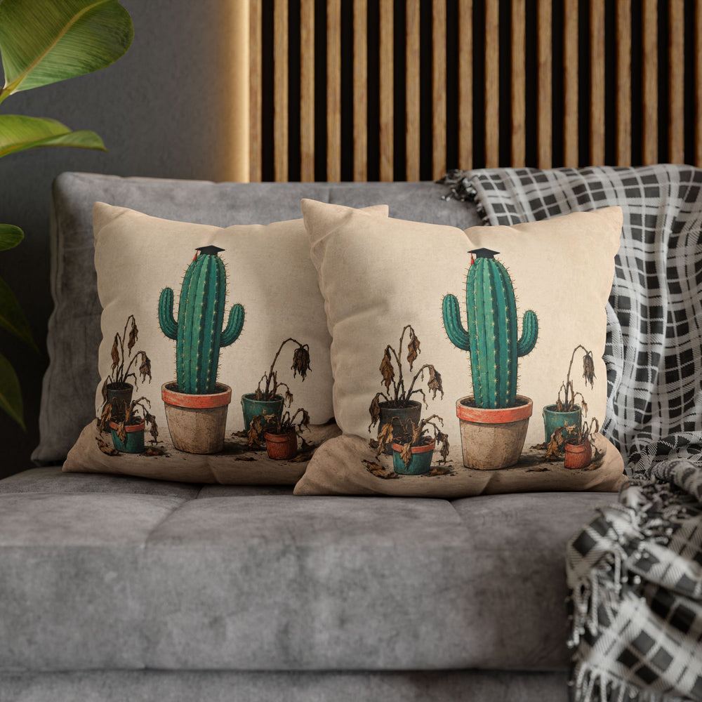 Survivor: Finals Week – Dorm Room Decor with a Cactus in a Graduation Cap – Pillow / Cover
