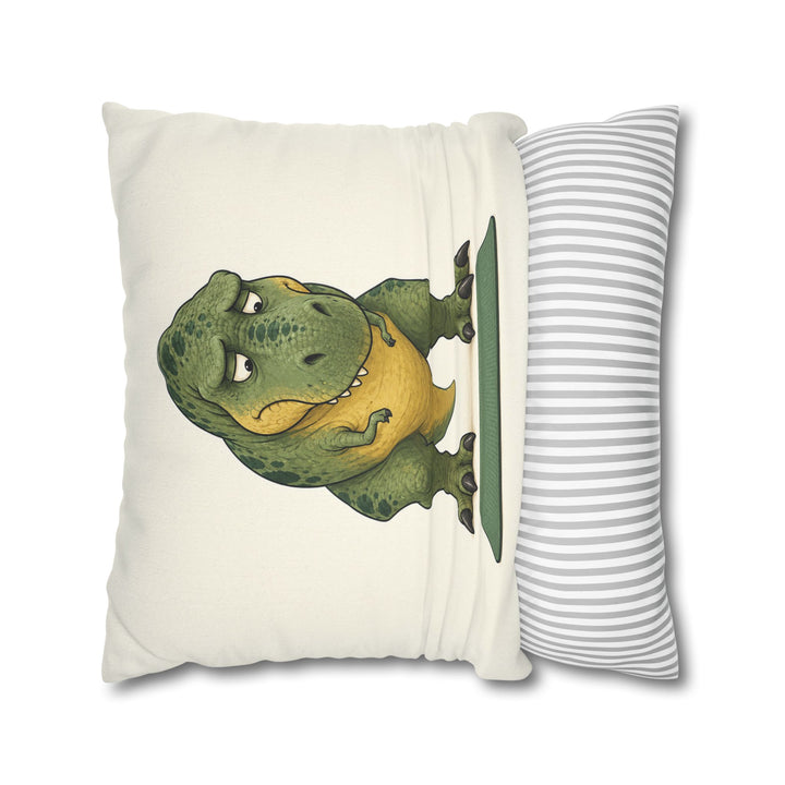 T-Rex vs Push-Up Day – Dinosaur Art with Visible Resignation at the Mat – Pillow / Cover