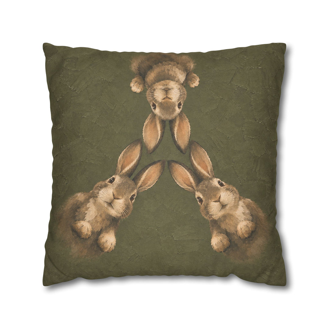Quiet Warren POV – Bunny Bathroom Art with Ears Converging From Above – Pillow / Cover