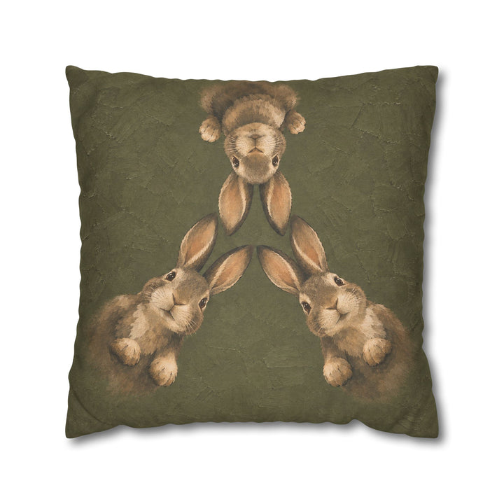 Quiet Warren POV – Bunny Bathroom Art with Ears Converging From Above – Pillow / Cover