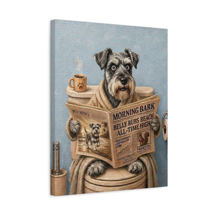 "Morning Business" - Schnauzer Vertical Canvas - Dog Lover Wall Art