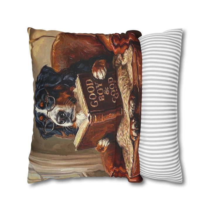 "Evening Read" - Bernese Mountain Dog Throw Pillow - Dog Lover Home Decor