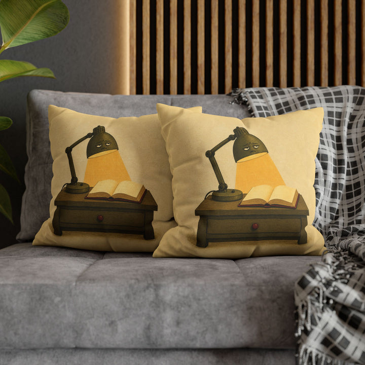 One More Chapter: The Lamp – Reading Lamp Art with a 2 AM Glow Over Pages – Pillow / Cover