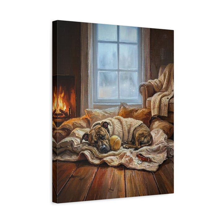 "Calm Memories" - Pit Bull Vertical Canvas - Dog Lover Wall Art