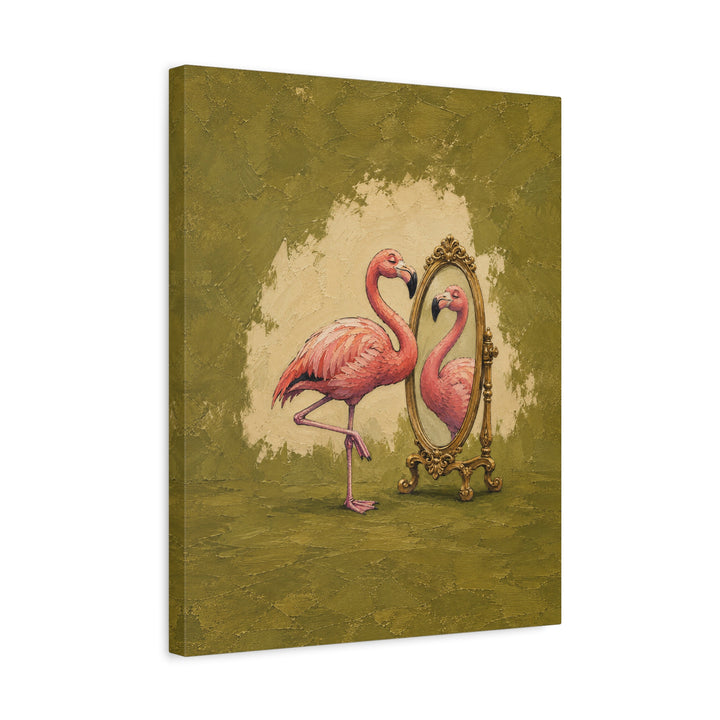 Flamingo Standards – Funny Bathroom Art with a Gilded Mirror Inspection – Canvas / Framed Canvas