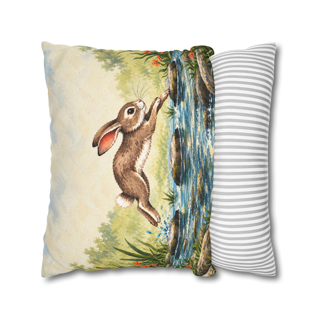 Stepping Stones – Nursery Decor with a Playful Hare in Motion – Pillow / Cover