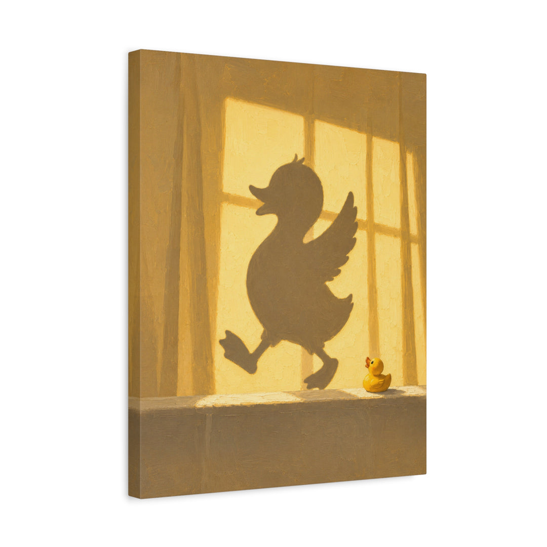 Gone Swimming – Bathroom Wall Art with a Sunlit Curtain and Cross Light – Canvas / Framed Canvas