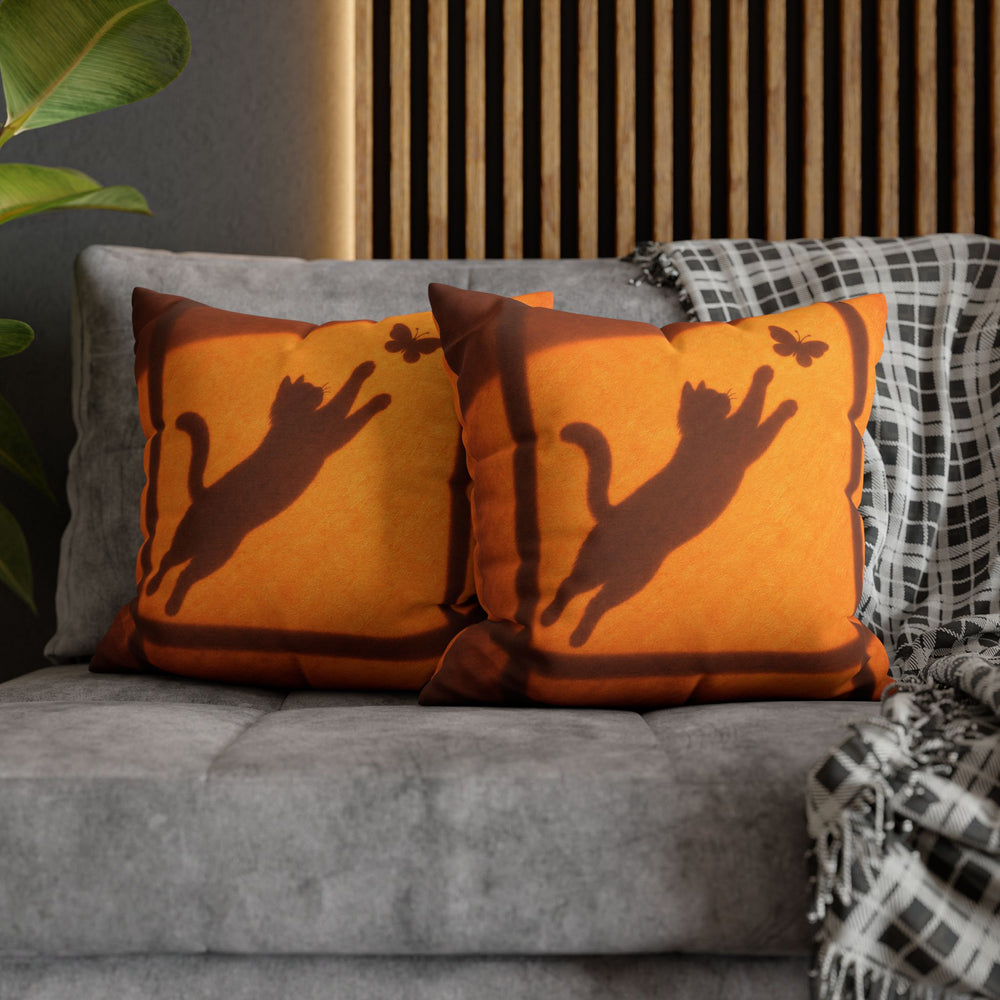 The Chase – Butterfly Wall Art with Shadow Theater on a Sunlit Wall – Pillow / Cover