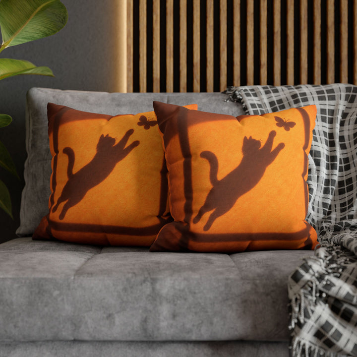The Chase – Butterfly Wall Art with Shadow Theater on a Sunlit Wall – Pillow / Cover