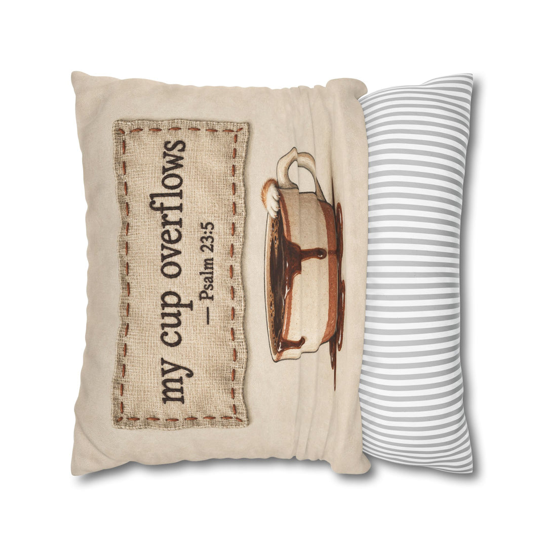 My Cup Overflows – Psalm Wall Art with a Stitched Linen Look – Pillow / Cover