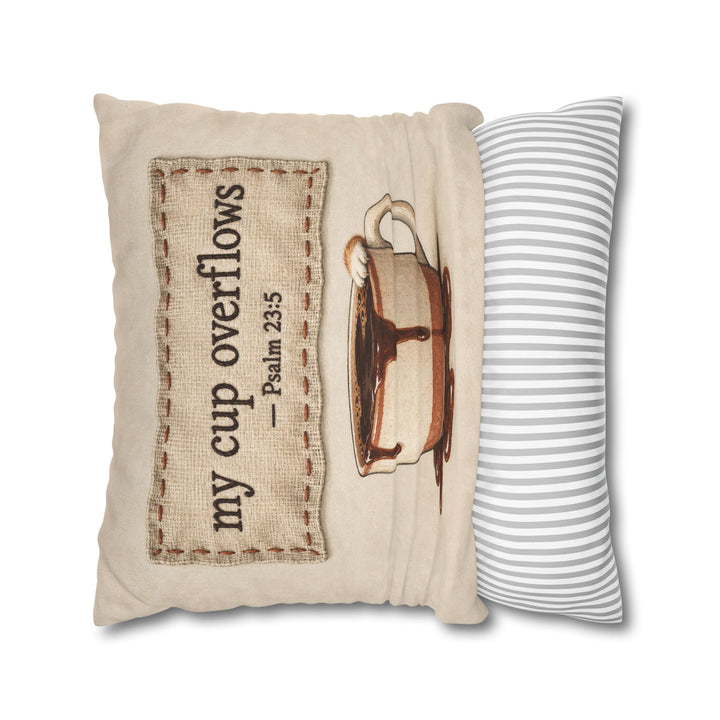 My Cup Overflows – Psalm Wall Art with a Stitched Linen Look – Pillow / Cover