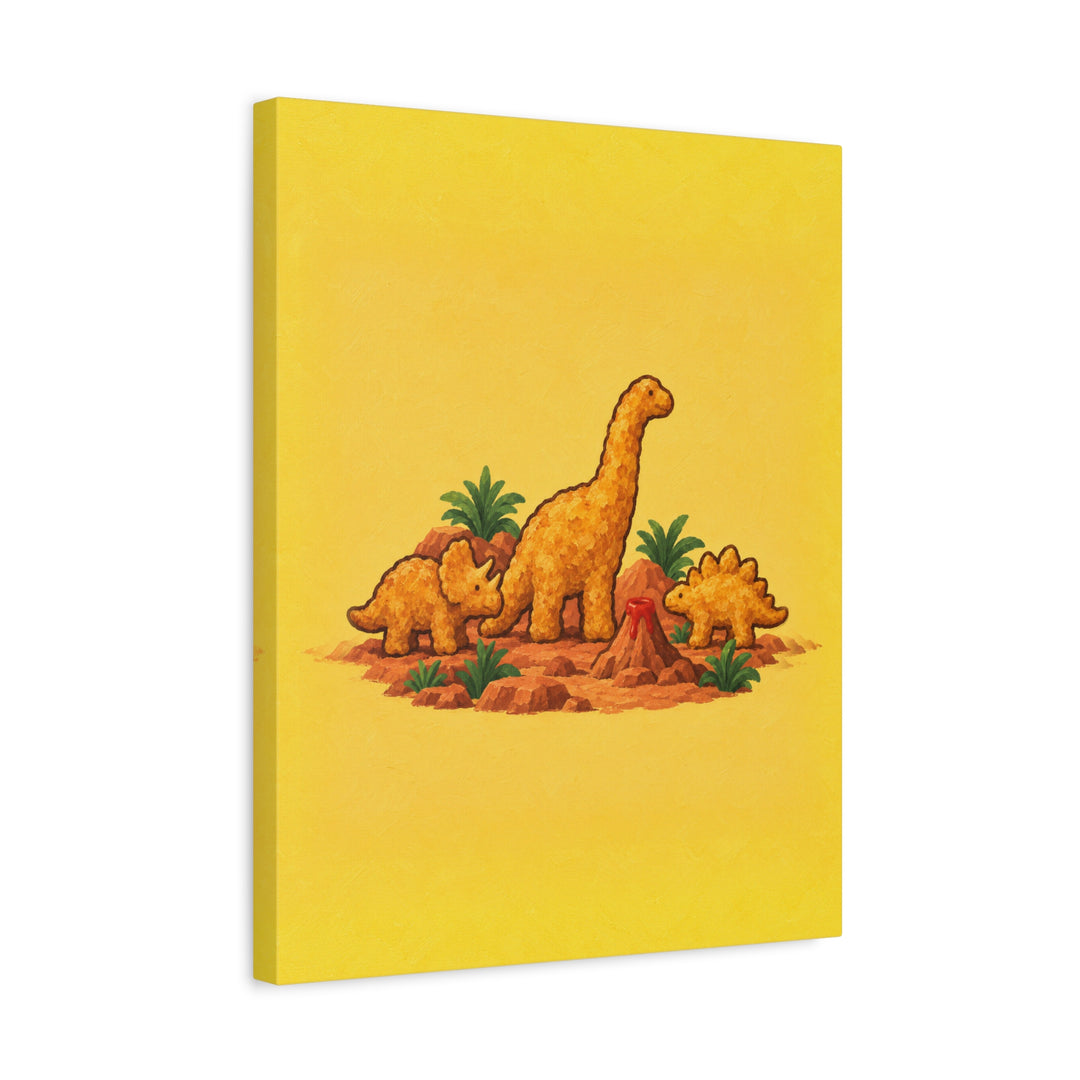 Dino Nuggets: A Still Life – Funny Kitchen Art with a Museum Diorama of Snacks – Canvas / Framed Canvas