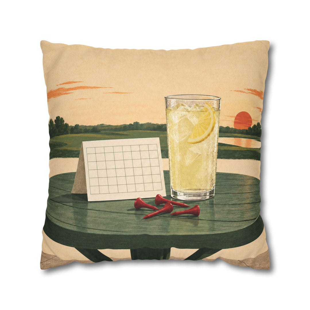 The 19th Hole, Unattended – Golf Wall Art with Tees and a Sweating Lemonade – Pillow / Cover