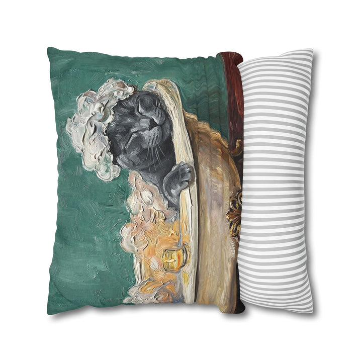 "Spa Day" - Solid Grey Pillow Cover - Cat Lover Home Decor