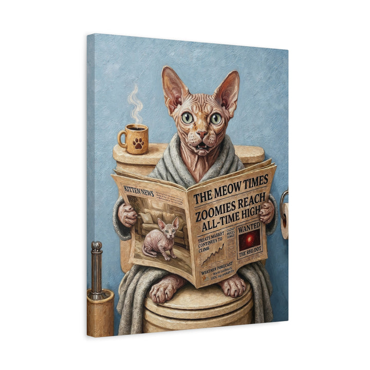 "Morning Business" - Hairless Vertical Canvas - Cat Lover Wall Art